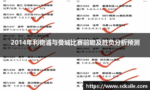 2014年利物浦与曼城比赛前瞻及胜负分析预测